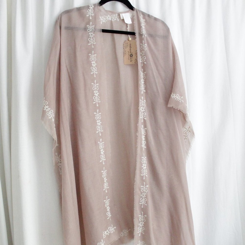 Natural Life Embroidered Kimono/Duster/Cardigan